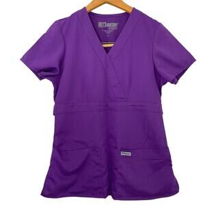Grey’s Anatomy Purple Scrub Top Women's Size XS V-Neck Adjustable Strap Uniform